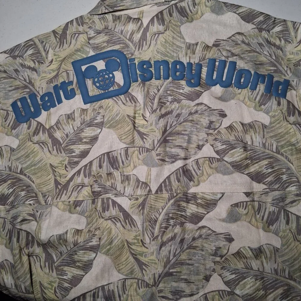 Walt Disney World Spirit Jersey Shirt S Button Collar Palms Safari Linen Blend - Picture 4 of 16